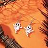 Halloween Ghost Glass Seed Beaded Dangle Earrings EJEW-TA00750-2