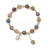 3Pcs Natural Aquamarine & Rose Quartz & Amethyst & Indian Agate & White Jade Imitation Morganite Round Beaded Bracelets BJEW-JB11933-3