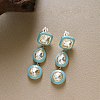Brass Enamel & Clear Cubic Zirconia Stud Dangle Earrings WGFA43A-01-1