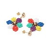 Glass Seed Bead Flower Dangle Stud Earrings for Women EJEW-MZ00268-4