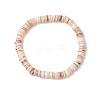 Natural Freshwater Shell Disc Beads Stretch Bracelets for Men Women BJEW-JB11747-2