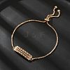 Rectangle Brass Micro Pave Cubic Zirconia Link Slider Bracelets KK-R217-52G-1