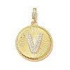 Brass Micro Pave Clear Cubic Zirconia Pendants KK-L253-17G-V-1
