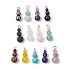 13Pcs 13 Styles Natural & Synthetic Mixed Gemstone Round Beaded Pendants PALLOY-JF02867-1