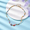 Flower Glass Seed & Pearl Beaded Necklaces NJEW-JN04677-01-2