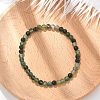 Natural Moss Agate Beaded Stretch Bracelets BJEW-D446-A-44-1