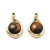 Brass Pave Natural Tiger Eye Pendants KK-B129-01G-1