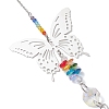 201 Stainless Steel Butterfly Shape & Rainbow Crystal Glass Hanging Suncatcher HJEW-JM04681-4