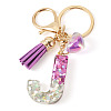 Alloy Resin Heart Keychains KEYC-TADJ0002-01G-J-2