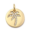 Brass Micro Pave Clear Cubic Zirconia Charms ZIRC-A013-28G-1