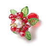 Glass with Round Shell Pearl and Acrylic Charms Pendants PALLOY-MZ00647-01-4