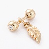 Brass Micro Pave Clear Cubic Zirconia Barbell Cartilage Earrings AJEW-P017-11G-1