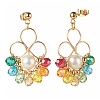 Flower Colorful Glass Beads Dangle Earrings for Girl Women EJEW-TA00010-3
