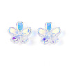 Transparent Electroplate Glass Bead Caps EGLA-N015-01B-3