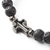 Natural Lava Rock Beads Stretch Bracelet for Girl Women BJEW-JB06846-02-5