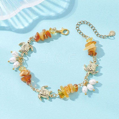 Natural Cultured Freshwater Pearl Beads Charm Bracelets BJEW-JB13767-03-1
