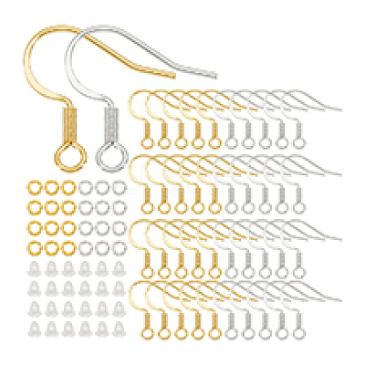 Brass Earring Hooks with Jump Rings & Plastic Ear Nuts DIY-PH0023-18-1