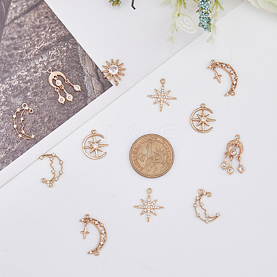 24Pcs 6 Styles Brass Micro Pave Cubic Zirconia Pendants KK-DC0002-84-1