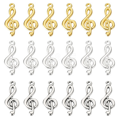 30Pcs 3 Colors Tibetan Style Treble Clef Pendants TIBEP-TA0001-42-1