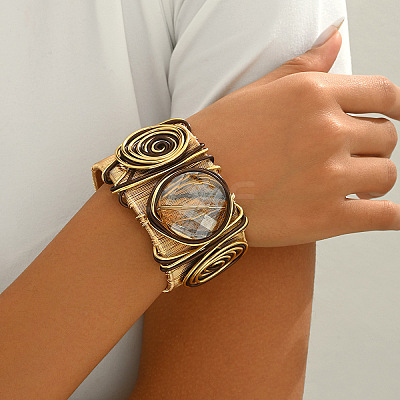 Flat Round Zinc Alloy &  Cuff Bangles FS-WG8CC9C-01-1