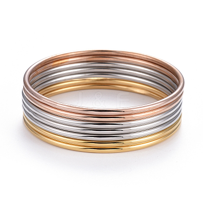 7Pcs 201 Stainless Steel Plain Bangle Sets for Women X-BJEW-L664-022C-M02-1