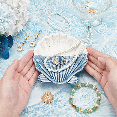 Shell Ceramic Jewelry Plate AJEW-WH0518-37-1