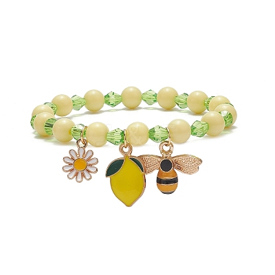 Acrylic Beaded Stretch Bracelet BJEW-JB08770-1