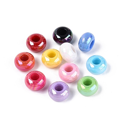 AB Plating Opaque Acrylic European Beads OACR-Q200-23-1