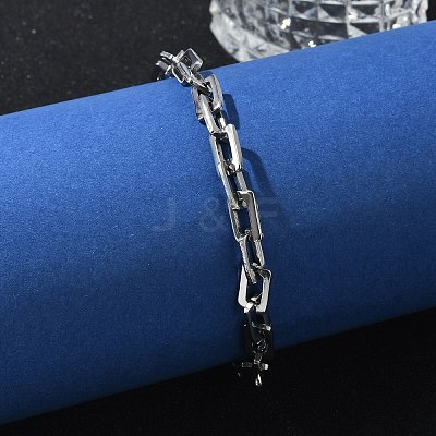 Tarnish Resistant Rectangle 201 Stainless Steel Chain Bracelets BJEW-N240-06P-1