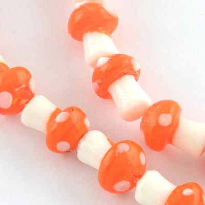 Autumn Theme Mushroom Handmade Lampwork Beads Strands X-LAMP-R116-15-1