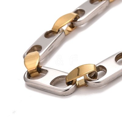 PVD Vacuum Plating 201 Stainless Steel Oval Link Chain Bracelets STAS-E160-04GP-1