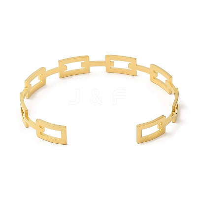 304 Stainless Steel Hollow Rectangle Cuff Bangles BJEW-H322-01G-1