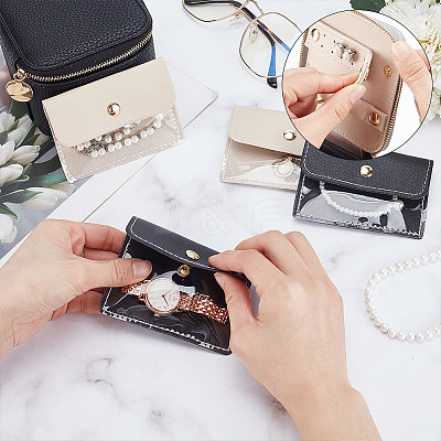 Portable Imitation Leather Jewelry Storage Zipper Boxs with 4 Insert Bags CON-WH0202-001A-1