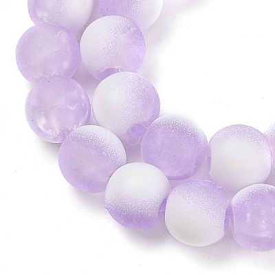 Frosted Crackle Glass Beads Strands GLAA-U001-6mm-M04-1