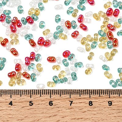 4 Colors Christmas Peanut Glass Seed Beads SEED-X0058-07-1