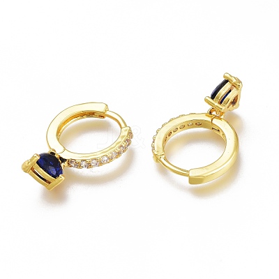 Brass Micro Pave Cubic Zirconia Huggie Hoop Earrings ZIRC-H102-14B-G-1