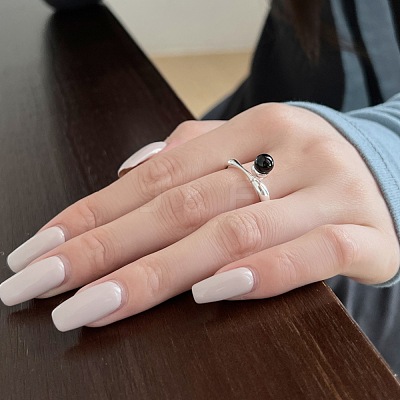 S925 Sterling Silver Open Cuff Ring for Women RJEW-M164-03-1