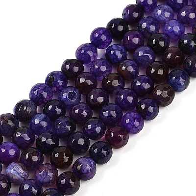 Faceted Natural Crackle Agate Beads Strands LS-G-F447-8mm-G01-01-1