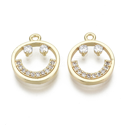 Brass Micro Pave Clear Cubic Zirconia Charms X-KK-S348-544-NF-1