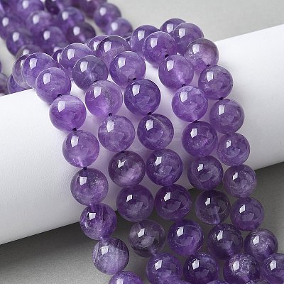 Natural Amethyst Beads Strands G-R446-10mm-21-A-1