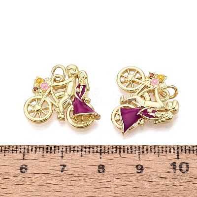 Valentine's Day Brass Enamel Pendants KK-Q072-02G-1