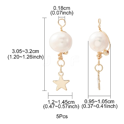 Natural Cultured Freshwater Pearl Copper Wire Wrapped Pendants PALLOY-YW0001-40-1