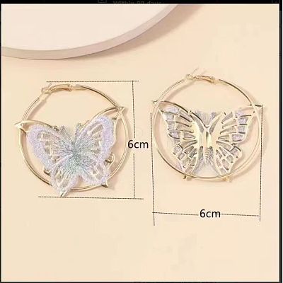 Alloy & Embroidery Cloth Hoop Earrings FS-WG7CC6D-01-1