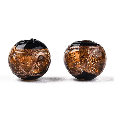 Handmade Gold Sand Lampwork Beads LAMP-T019-14mm-02-1