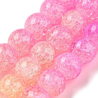 Spray Painted Crackle Glass Beads Strands DGLA-C002-8mm-01-1
