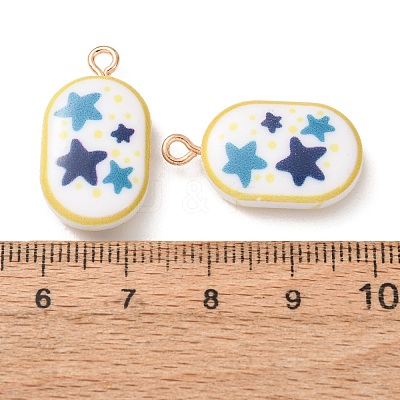 Printed Alloy with Acrylic Pendants AL-CBAE25B-04G-G-1