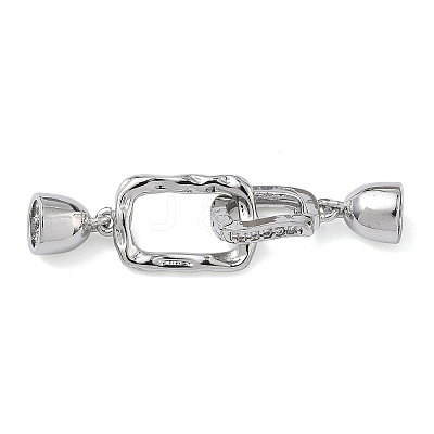 Rectangle Brass Micro Pave Clear Cubic Zirconia Fold Over Clasps KK-Z143-16P-1