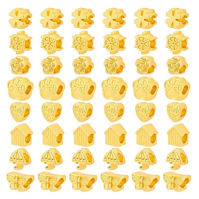 48Pcs 8 Styles Rack Plating Alloy European Beads FIND-PH0010-31-1