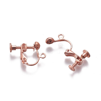 Rack Plated Brass Screw Clip-on Earring Findings LS-KK-P169-04RG-1