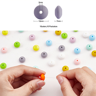 100Pcs 12MM Silicone Abacus Beads Silicone Beads Bulk Colorful Spacer Beads Silicone Bead Kit for Keychains Bracelets Necklaces DIY Crafts Making JX320A-1